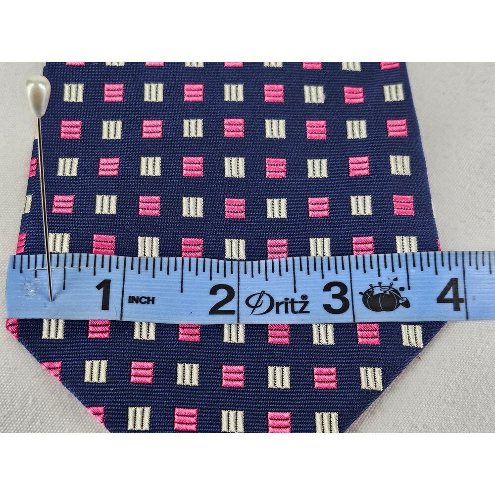 BROOKS BROTHERS MAKERS SILK TIE – BLUE W/ PINK & WHITE PATTERN – 4" WIDTH - Picture 9 of 11